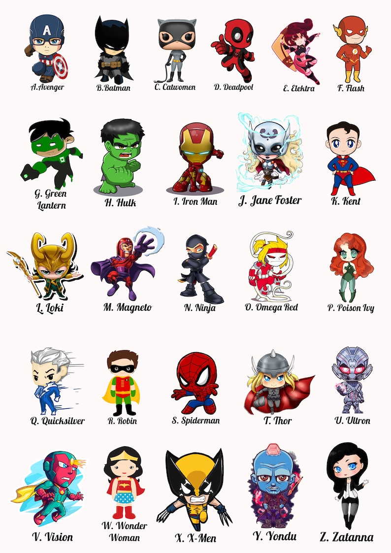 Super Hero Nursery Alphabet Super Hero Prints Super Hero - Etsy