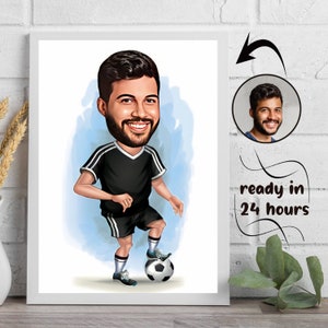 Personalized Soccer Caricature Portrait: Custom Digital Art (Digital Download)