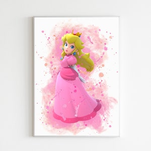 Super Mario druckbares Set von 9, Super Mario Aquarell Kunst Poster für Kinderzimmer, Wanddekor, Kinderzimmer Geschenk, druckbare Wandkunst Bild 3