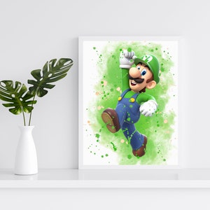 Super Mario druckbares Set von 9, Super Mario Aquarell Kunst Poster für Kinderzimmer, Wanddekor, Kinderzimmer Geschenk, druckbare Wandkunst Bild 4