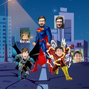 Custom Superhero Caricature – Personalized Comic Portrait from Your Photo | Unique Gift for Family, Couples & Loved Ones | Digital Artwork