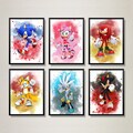 Sonic Watercolor Prints, Superhero Wall Art, Kids Room Decor, Nursery Poster Set of 6, Colorful Artworks, Digital