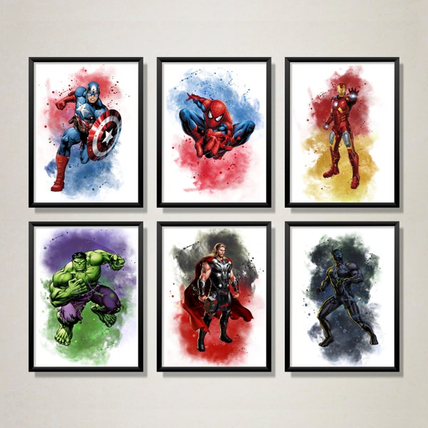 Superhero Prints, Superhero Wall Art, Digital superhero poster, Kids room wall decor, Superhero Poster, Kids Room, Superhero