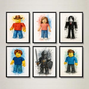 Roblox Watercolor Print Set: Kids&#39; Room Gamer Decor (Digital Download A4/A3 JPEG Files)