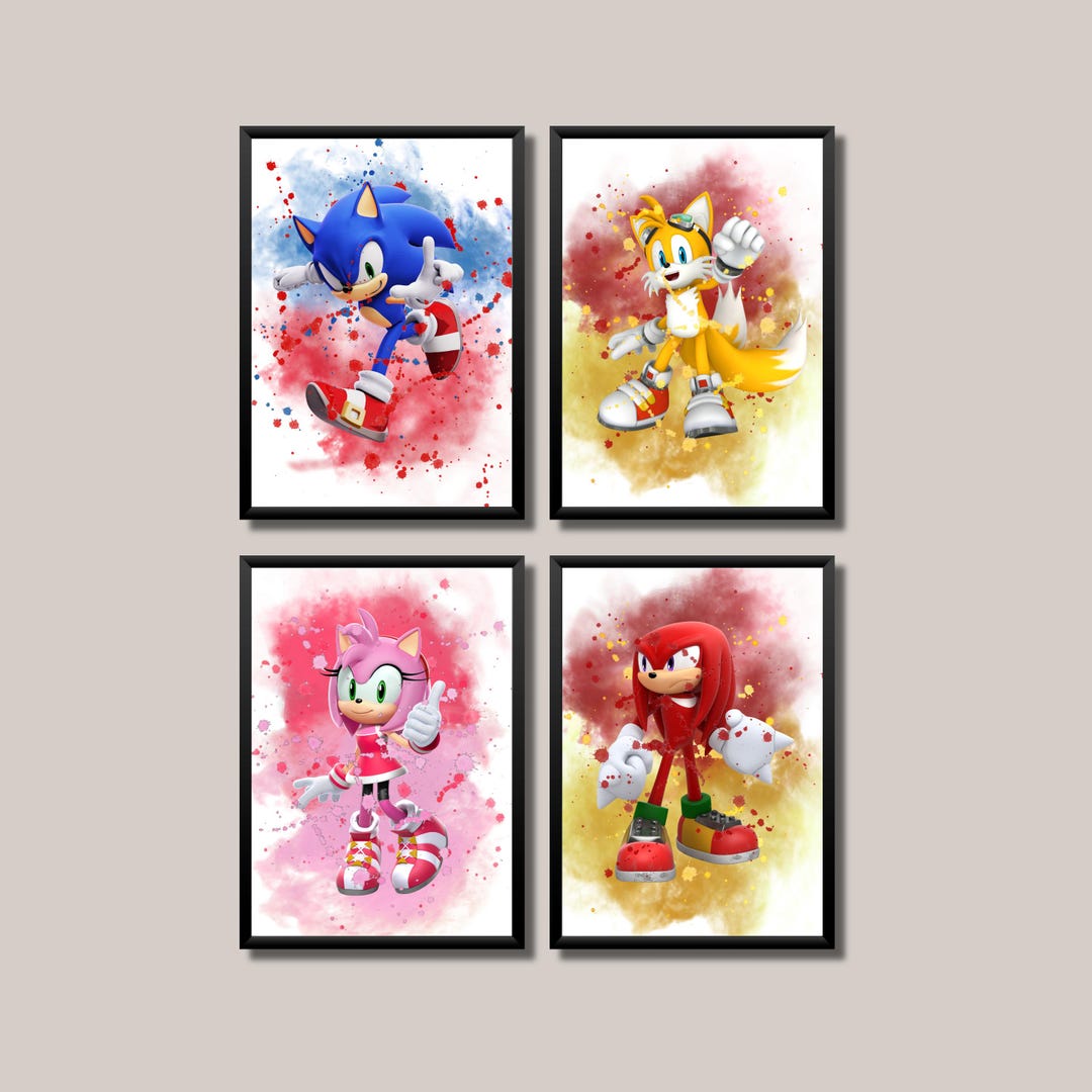 Sonic Watercolor Prints: Kids Room Superhero Art (digital Download Set ...