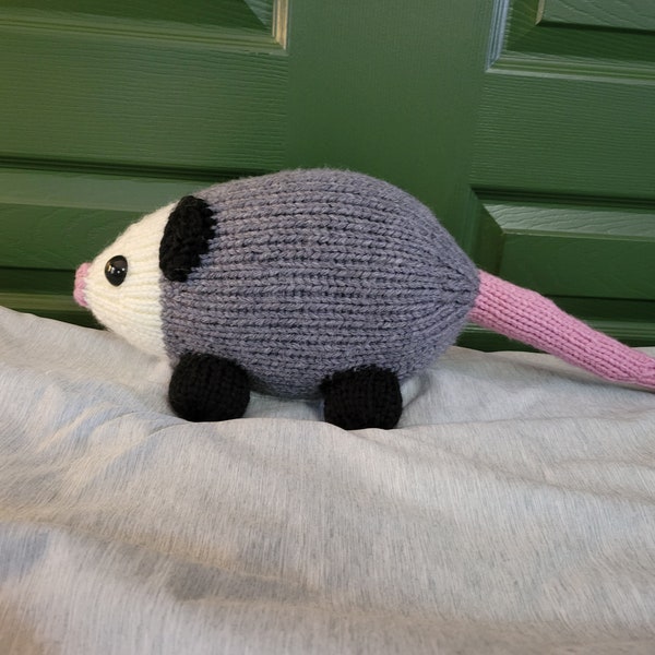 Size Large Dark Grey Possum Toy | 26" Possum Stuffy | Hand Knit Plush | Handmade Plushie