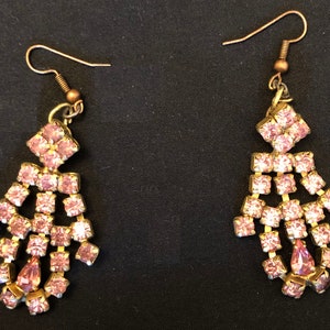 Serena: Vintage Sparkling Pink Glass Earrings