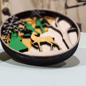 3D Reindeer / howling Wolf / Nature Christmas Baubles Multi-layer/Glowforge cut file