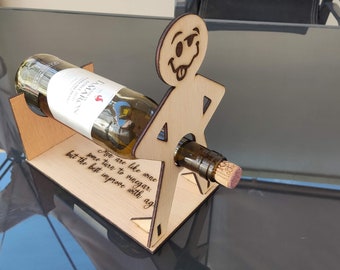 Uchwyt na butelkę wina DXF SVG | Plan cięcia 6 mm | Plik do frezarki CNC i lasera | Stojak na butelkę z alkoholem | Pobieranie cyfrowe