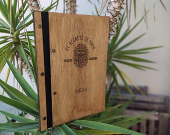 Wood restaurant menu folder digital dxf | svg | ai laser cutting engraving files, plan for A4