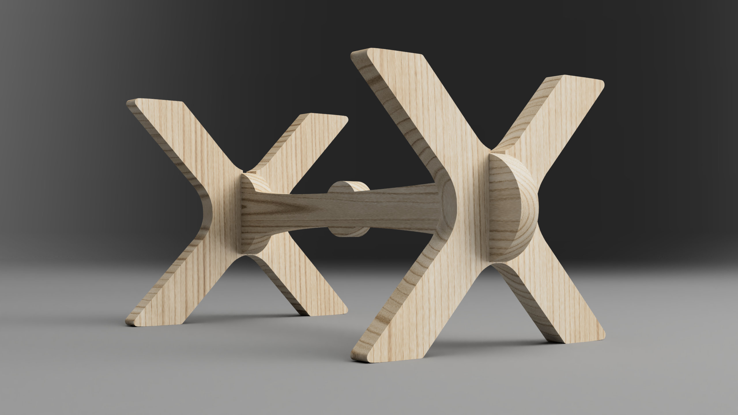 Modern X legs with support beam (digital files for download, CNC furniture files, scandinavian design, Router Template dxf | svg | pdf file)