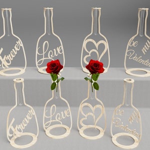File vettoriale vaso di fiori di San Valentino, vaso minimo moderno, vaso bottiglia, file di taglio laser digitale Svg, Dxf, Ai, cnc, modello glowforge