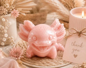Axolotl Soap Party Favor, Axolotl Birthday Favor, Cute Axolotl Baby Shower Soap, Handmade Goat Milk Soap, Kids Party Favors, Shiny Soap Gift