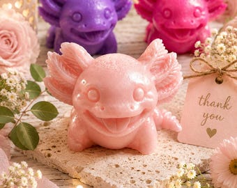 Axolotl Soap Party Favor, Axolotl Birthday Favor, Cute Axolotl Baby Shower Soap, Handmade Goat Milk Soap, Kids Party Favors, Shiny Soap Gift