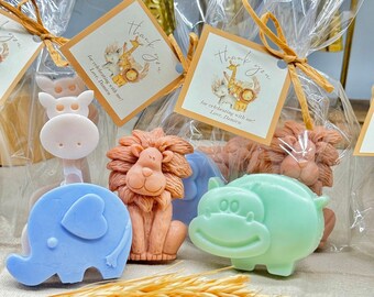 Big Boho Safari Animal Soap Favor Jungle Party Wild One first Birthday Boy Girl Baby Shower Bulk Favor Giraffe Lion Elephant Hippo Forest