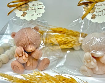 Bear Soap Baby Shower Gift Bridal Shower Gift We Cant Bearly Wait Theme Party Handmade Natural Soap Eco Friendly Favor, Personalized Tag