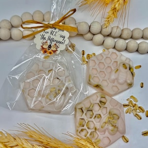 Handmade Honey Bee Oatmeal Soap Favors: Goat Milk Baby Shower Gifts