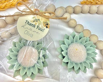 Sage Green Daisy Soap Favors: Handmade Goat Milk Soap, Bridal Shower Gifts