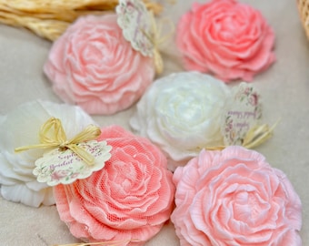 Big Floral Goat Milk Soap Favors: Rose Wedding, Shower Gifts