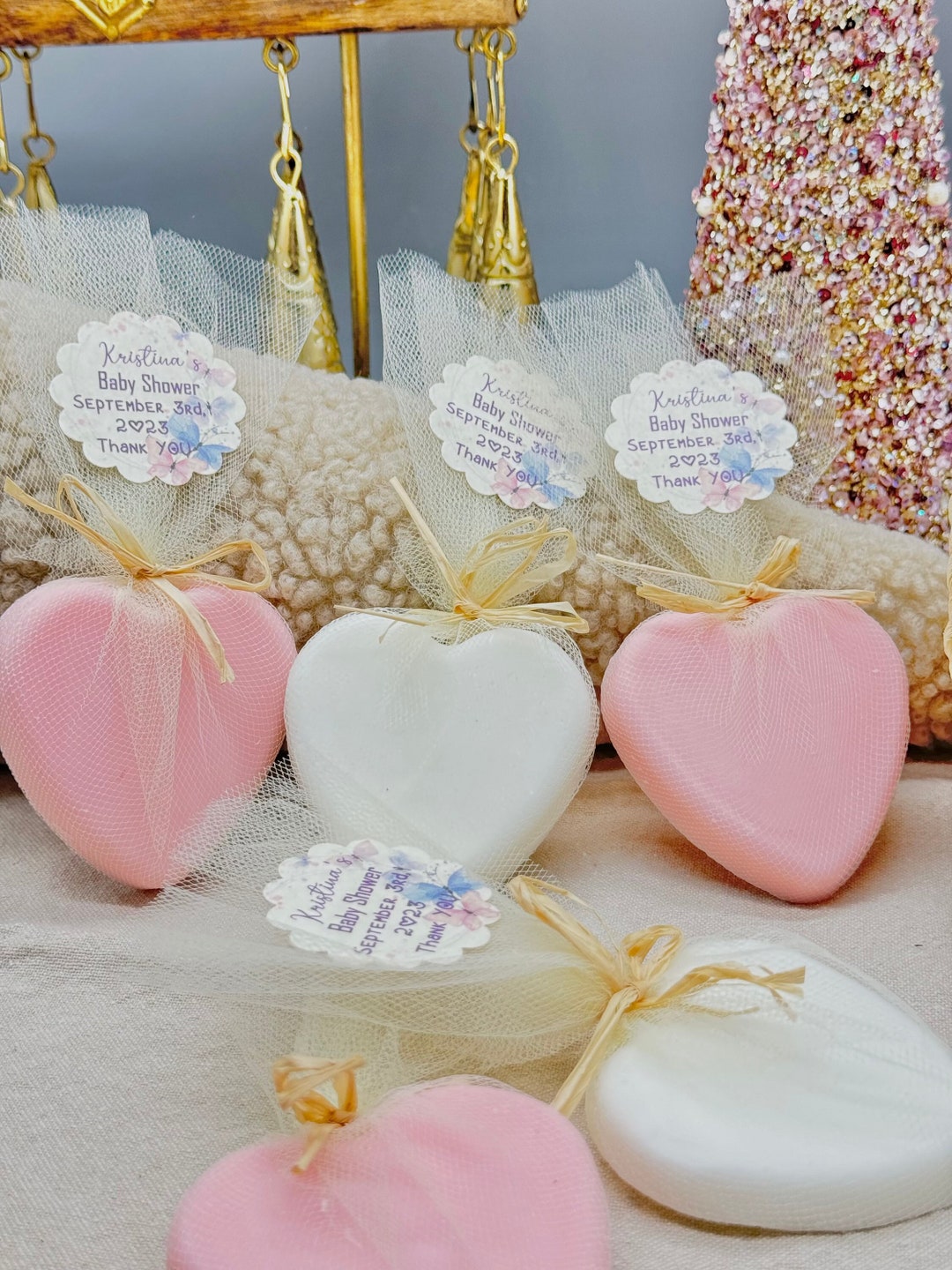 Big Heart Soap Favors, Baby Girl Shower Favors, Bridal Shower Decorations, Baby Girls Party Gift in Bulk , Elengance Valentines Day Gifts