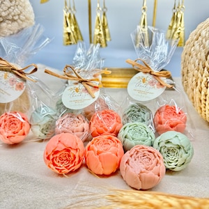 Peony Soap Favors, Wedding Flower Decor, Bridal Shower Gift for Guests in Bulk, Baby Shower Favors, Terracota Themed Party Gifts in Bloom