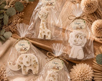 Safari Baby Shower Soap Favors Jungle Animal Soap Favor Personalized Safari Party Favor Oatmeal Soap Elephant Lion Zebra Giraffe