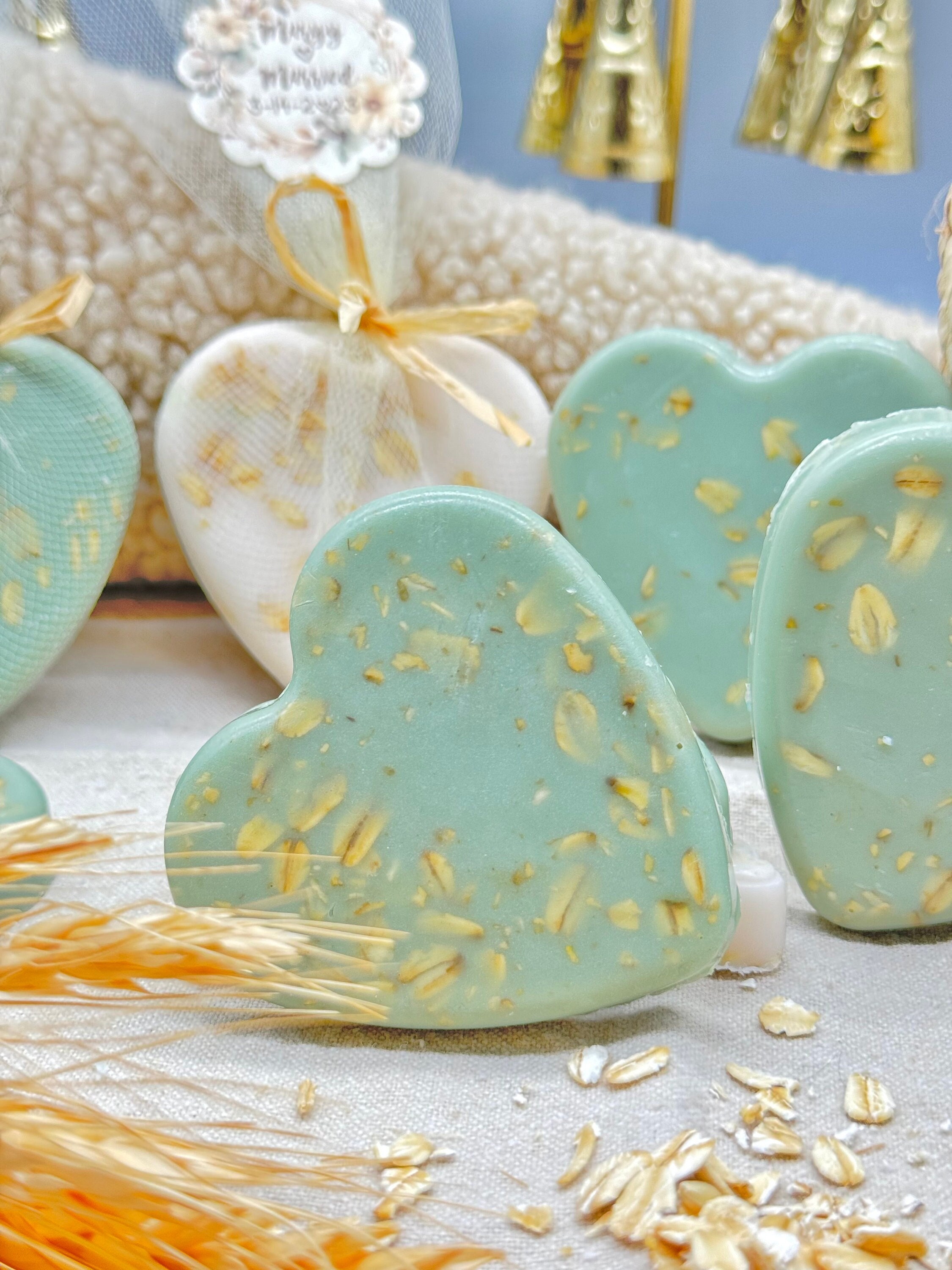 Sage Heart Soap Favors: Handmade Goat Milk Soap, Personalized Tag