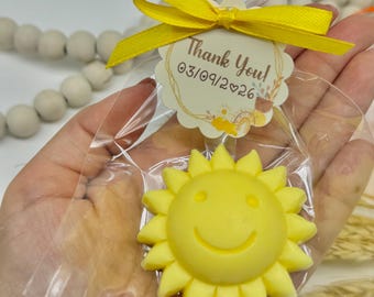 Smile Sun Soap, First Trip Around Birthday, Here Comes Baby Shower, Youre My Sunshine Party Decor, Boho Party Favors. Ray of Sun Shaped gift