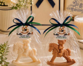Rocking Horse Baby Shower Favor Soap, Teddy Bear Horse Soap Favors, Vintage Nursery Birthday Favor, Beige Brown Baby Shower Gift