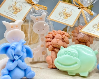 Big Safari Animal Soap Favor Jungle Party Wild One first Birthday Boy Girl Baby Shower Bulk Favor Giraffe Lion Elephant Hippo Forest  Party