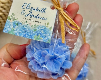 Hydrangae Soap Favors, Blue Bridal Shower Favors, Dusty Blue Wedding Party Theme, Bridal Shower Gift for Guests in Bulk, Quinceanera favors