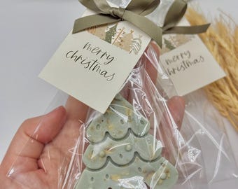 Honey Oatmeal Boho Christmas Gifts, Honey Oatmeal Tree Soap , Sage Green Winter Boho Bridal Shower Gift for Guest on Bulk, With Real Oatmeal