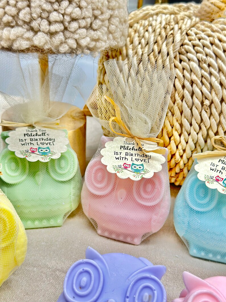 Big Owl Soap favors, Personalized Baby Shower Boy Girl, Woodland Forest Animal Party favors, Owl Birthday Party Decorations, Gift for Bulk image 3