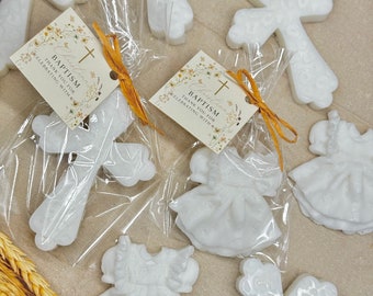 Elegant Big Cross Dress Soap Favors Girl Baby Gift Christening Bautizo Personalized Guest Gifts First Birthday Party Favor, Personalized Tag