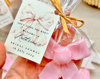 Pinkl Bow Soap Favors, Pretty Bridal Shower, Tie The Knot Decorate, Thank You Bulk Guests Gifts, Elegant Guest favors, Bridal Keepsakes