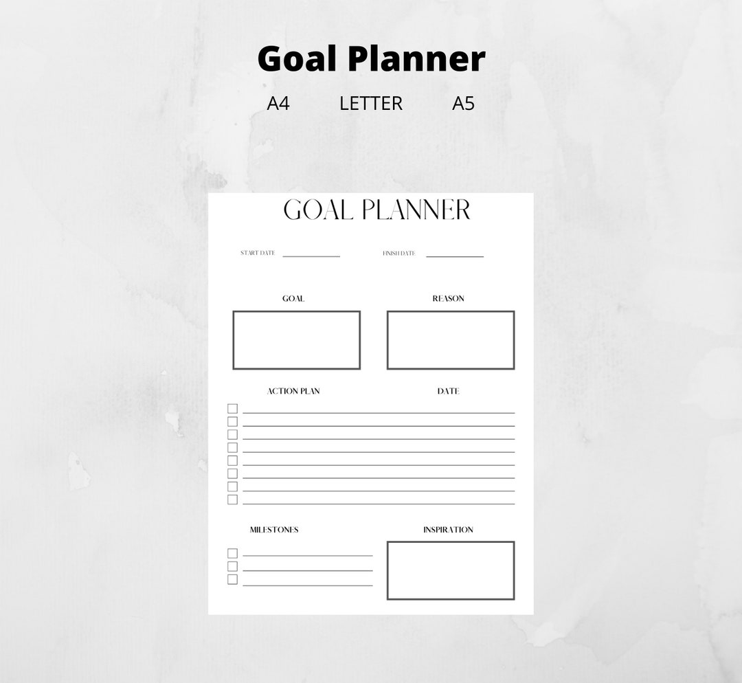GOAL PLANNER Printable PDF - Digital Download - Planner - Checklist ...