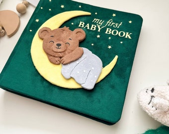 Album souvenir bébé pour disques et photos « Ours sur la lune »