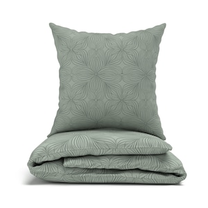 LARAWELL KIMBERLY bed linen 135x200 cotton green ornamental modern, 80x80 pillowcase, PREMIUM