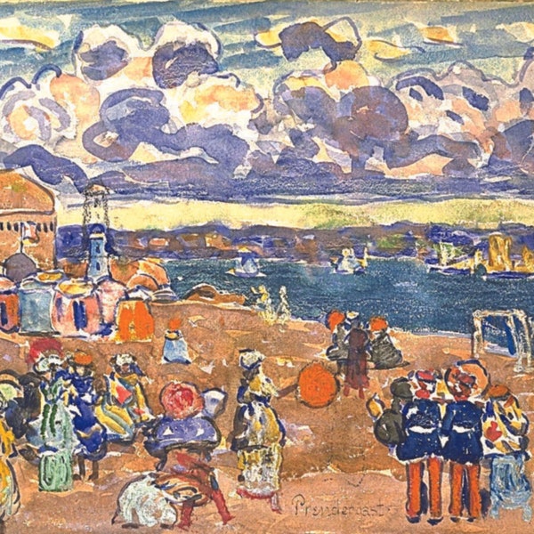 Beach at Saint-Malo - by Maurice Prendergast - Instant Digital Download