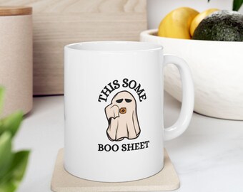 Boo Sheet Mug, Funny Ghost Halloween Design
