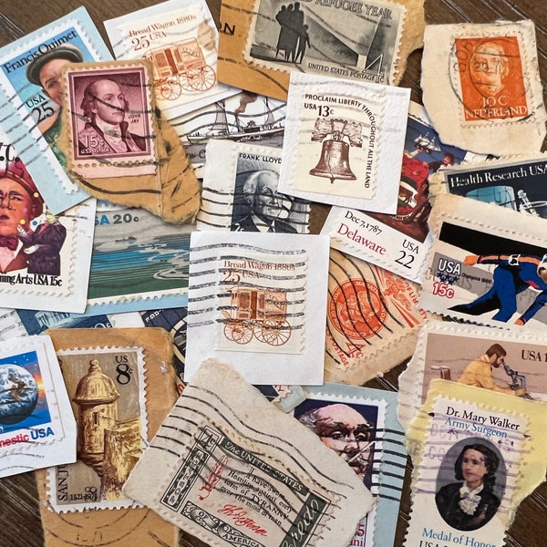 buy old stamp paper online On Paper Vintage Stamps Ephemera Supplies-World Wide and US Postage Stamps Collectible Canceled stamps with postmark- Junk journal ephemera