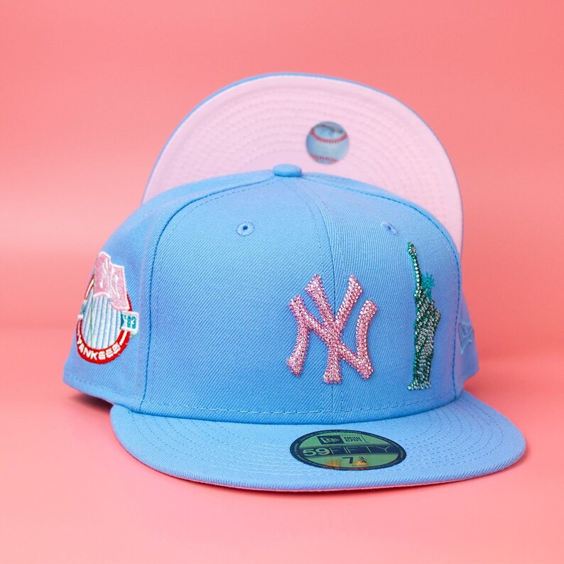 New York Yankees Cotton Candy Swarovski Crystal Cap Etsy