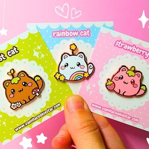 Cute Cat Enamel Pin-Kawaii Cat Enamel Pin-Gift For Cat Lover-Cute Pet Enamel Pin-Kawaii Pet Enamel Pin-Cute Pin for Bags-Strawberry Cat Pin