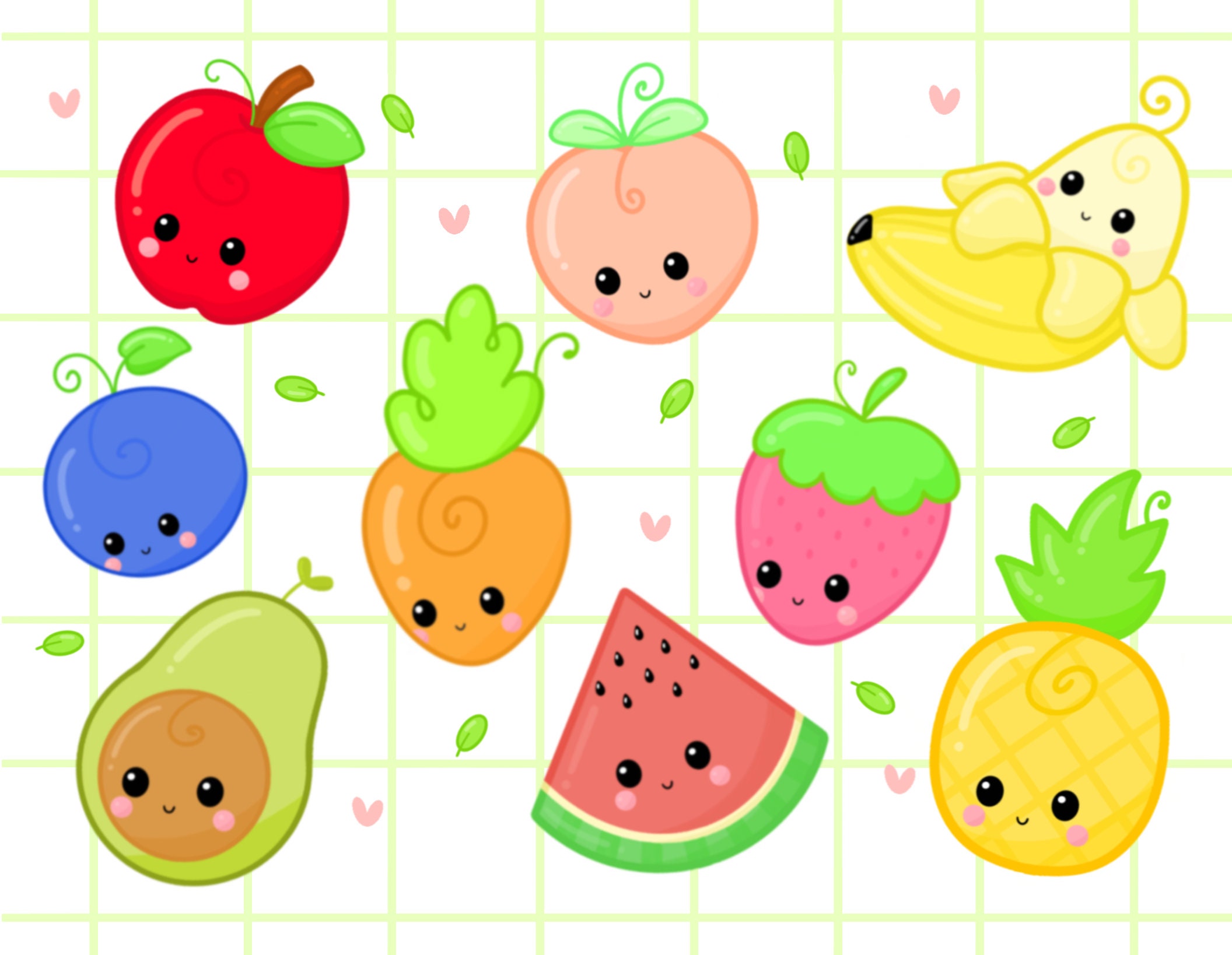 Kawaii Obst & Gemüse Sticker PackKawaii Obst StickerKawaii Etsy