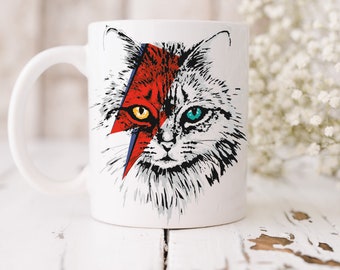 David Meowie Mug / Music Lover Gift / David Bowie / Cat Lover / Coffee Mugs / Birthday / Wedding / Birthday Gift / Tea Mug / Latte Mug /