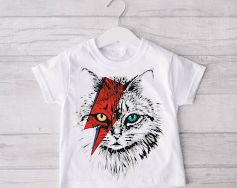 David Meowie / Kids TShirt / Gift For Kids / Goth Gift / Music Lover Kid / Toddler Clothes / Toddler Tee / Gift For Music Lover