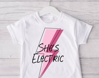 She's Electric Tee T Shirt Toddler Baby Kids Clothing Pink Inspired Gift Rock Emo Goth Alternative Fashion Oasis Inspired