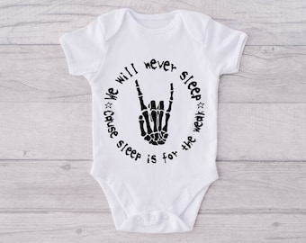 Never Sleep / BMTH Baby / Gift For Baby / Goth Gift / Music Lover Baby / Goth Baby / Bring Me The Horizon Gifts / Gift For Music Lover