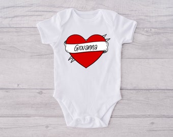 Personalised Baby Bodysuit, Baby Vest Tattoo Style, Retro Vintage Heart Tattoo Style, Gifts For Babies, Baby Clothes, Valentines Gift