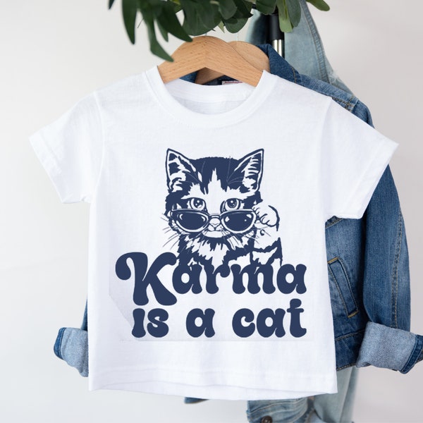 Karma Is a Cat Tee T-Shirt, Unisex Kids Tee, Music Lyrics T-Shirt, Taylor Swift Inspired, Indie Music Tee, Swiftie Gift, Music Lover